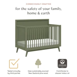 Palma 4-in-1 Convertible Crib with Toddler Bed Conversion Kit in Olive