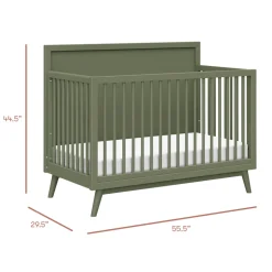 Palma 4-in-1 Convertible Crib with Toddler Bed Conversion Kit in Olive