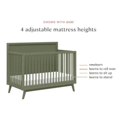 Palma 4-in-1 Convertible Crib with Toddler Bed Conversion Kit in Olive