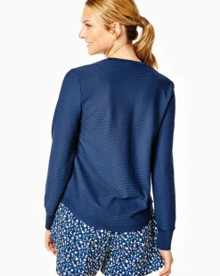 Palmetto Long Sleeve Top in Navy