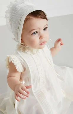 Panelled Christening Gown in Cream