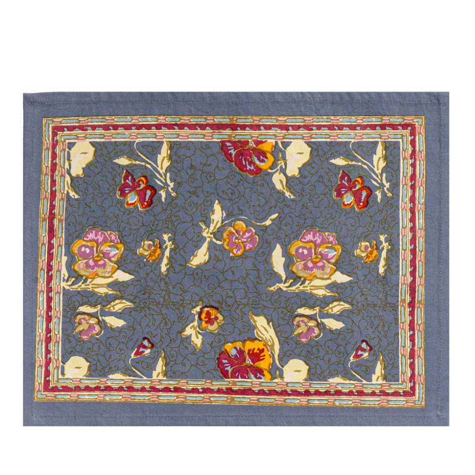 Pansy Mats in Red & Grey, Set of 6