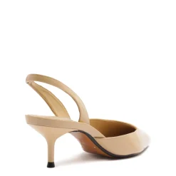Paola Mid Patent Pump in Buff Beige