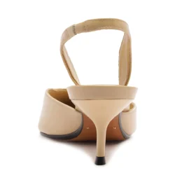 Paola Mid Patent Pump in Buff Beige