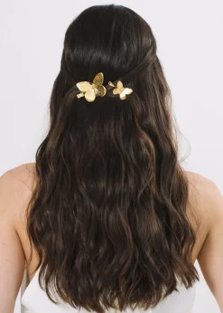Papillion Hair Clips in Gold