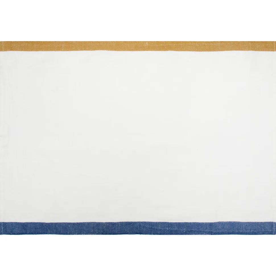 Paris Tea Towels in Blue & Mustard, Set of 2