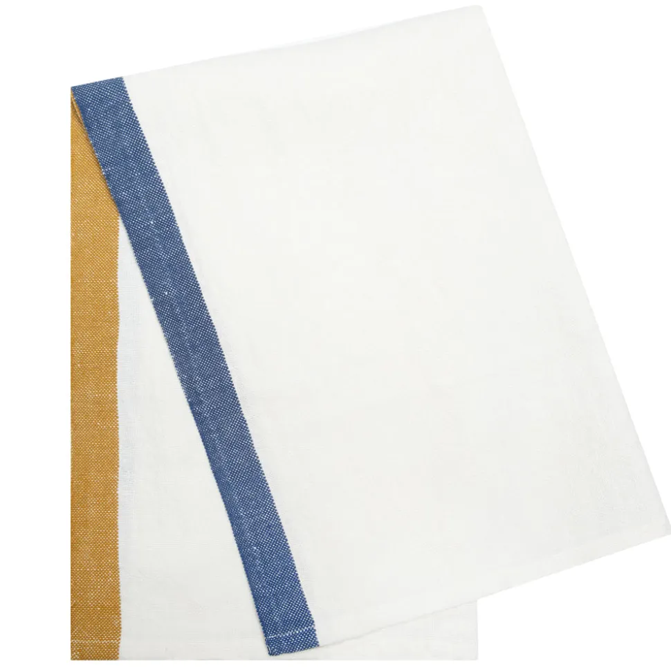 Paris Tea Towels in Blue & Mustard, Set of 2