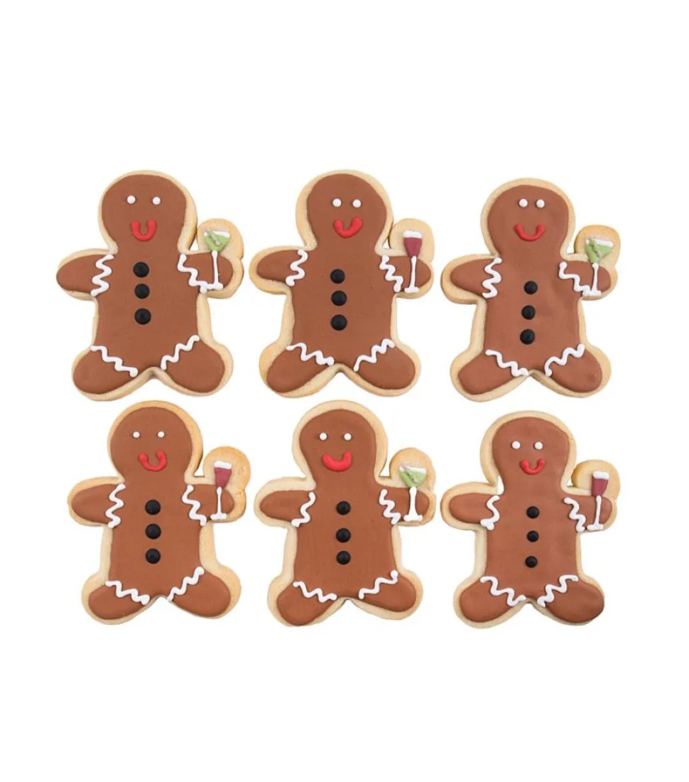 Party Gingerbread Men Sugar Cookies, Set of 6