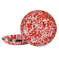 Pasta Plates in Red Swirl, Set of 4