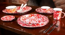 Pasta Plates in Red Swirl, Set of 4