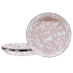 Pasta Plates in Taupe Swirl, Set of 4