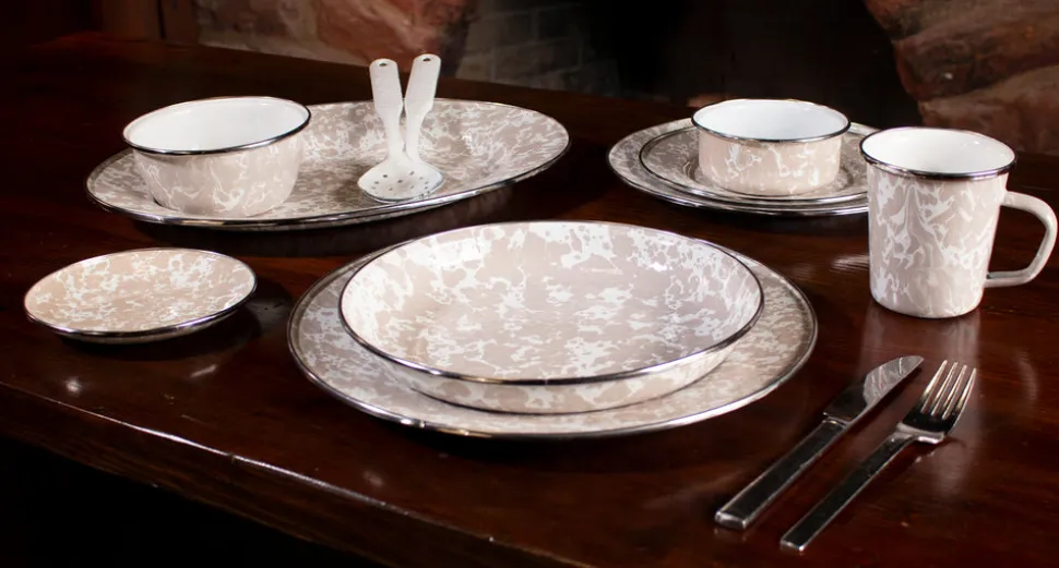 Pasta Plates in Taupe Swirl, Set of 4