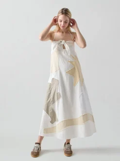 Patmos Tie Dress in Cream Multi
