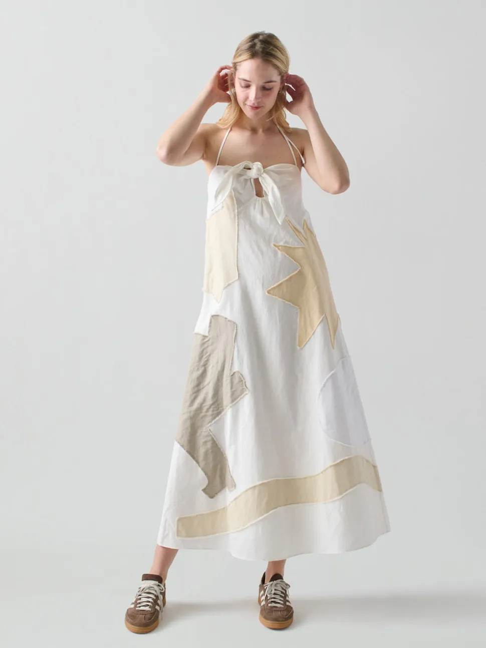 Patmos Tie Dress in Cream Multi