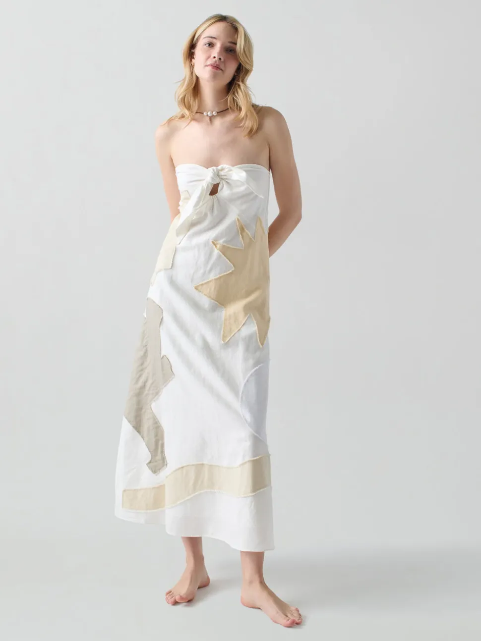 Patmos Tie Dress in Cream Multi