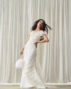 Patti Gown in Ivory Satin Face Organza