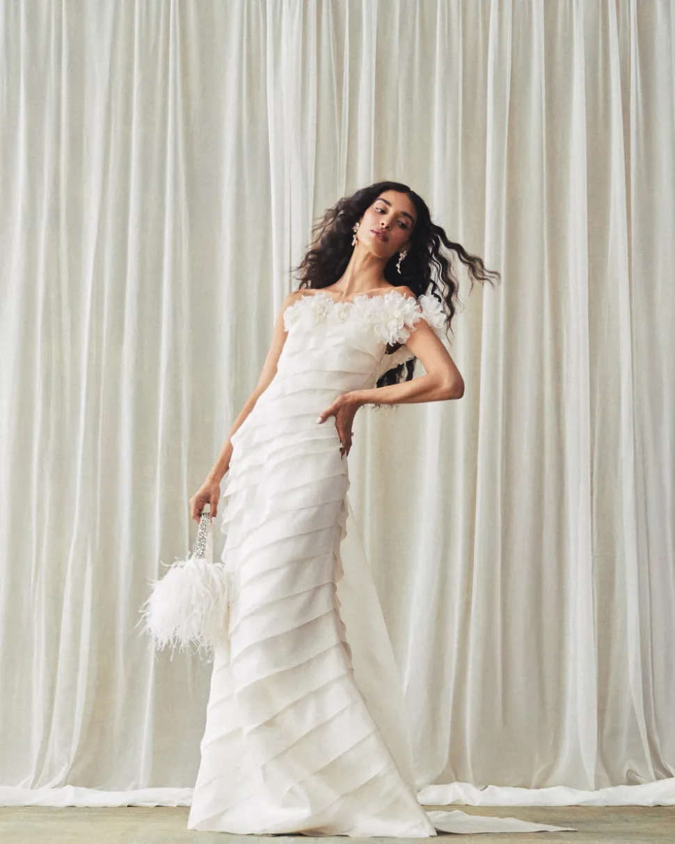Patti Gown in Ivory Satin Face Organza