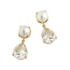 Pearl and White Topaz Drop Earring