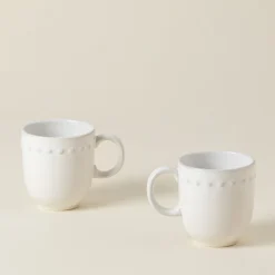 Pearl Collection Mugs in White, Set of 6