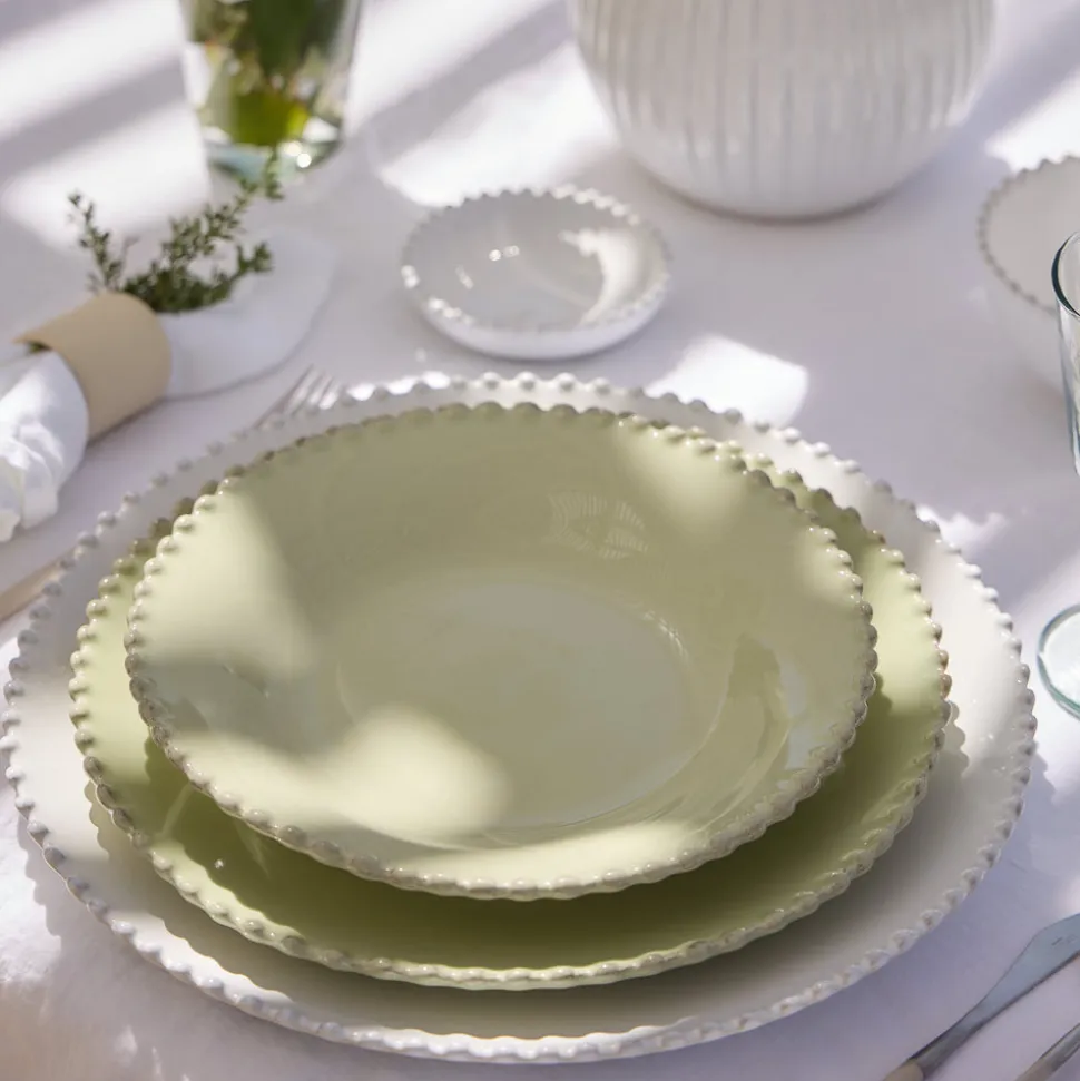 Pearl Collection Pasta Plates in Lilly Green, Set of 6