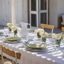 Pearl Collection Pasta Plates in Lilly Green, Set of 6