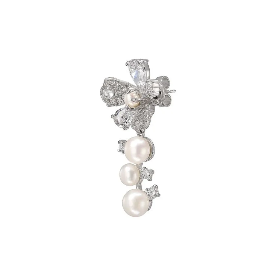 Pearl Snow Rose Earrings