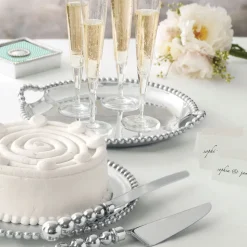 Pearled Round Handle Tray