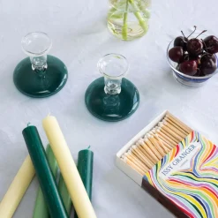 Pebble Glass Candlestick in Teal