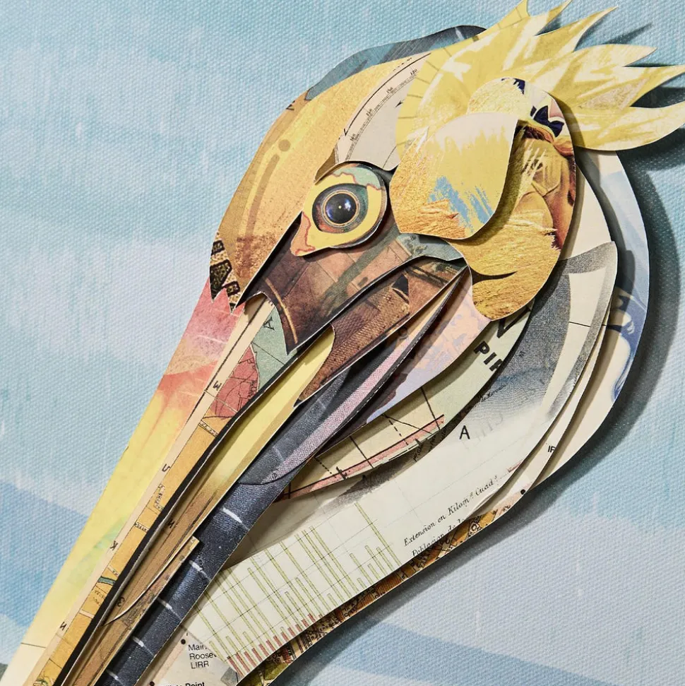 Pelican Paper Collage Wall Art