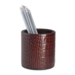 Pencil Cup in Crocodile Embossed Leather
