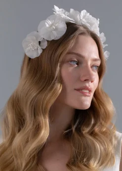 Peony Vine Headband in Cream