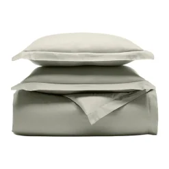 Percale Hemmed Duvet Set in Sageleaf
