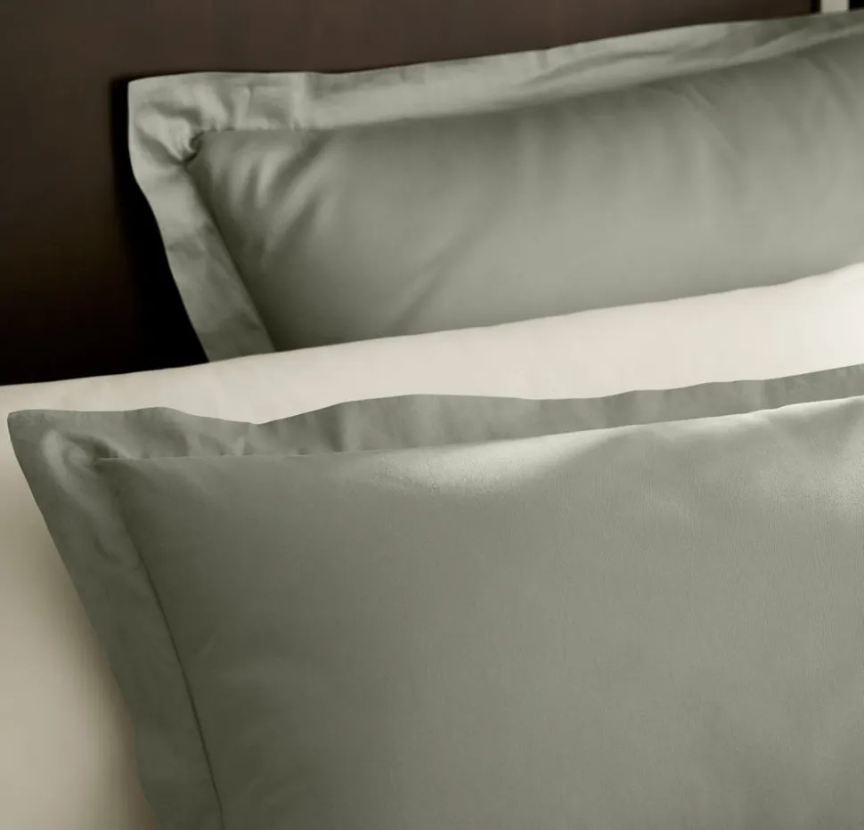 Percale Hemmed Duvet Set in Sageleaf