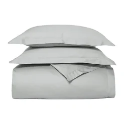 Percale Hemmed Duvet Set in Shore
