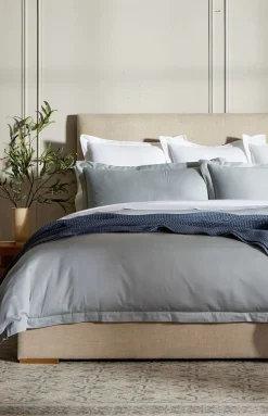 Percale Hemmed Duvet Set in Shore