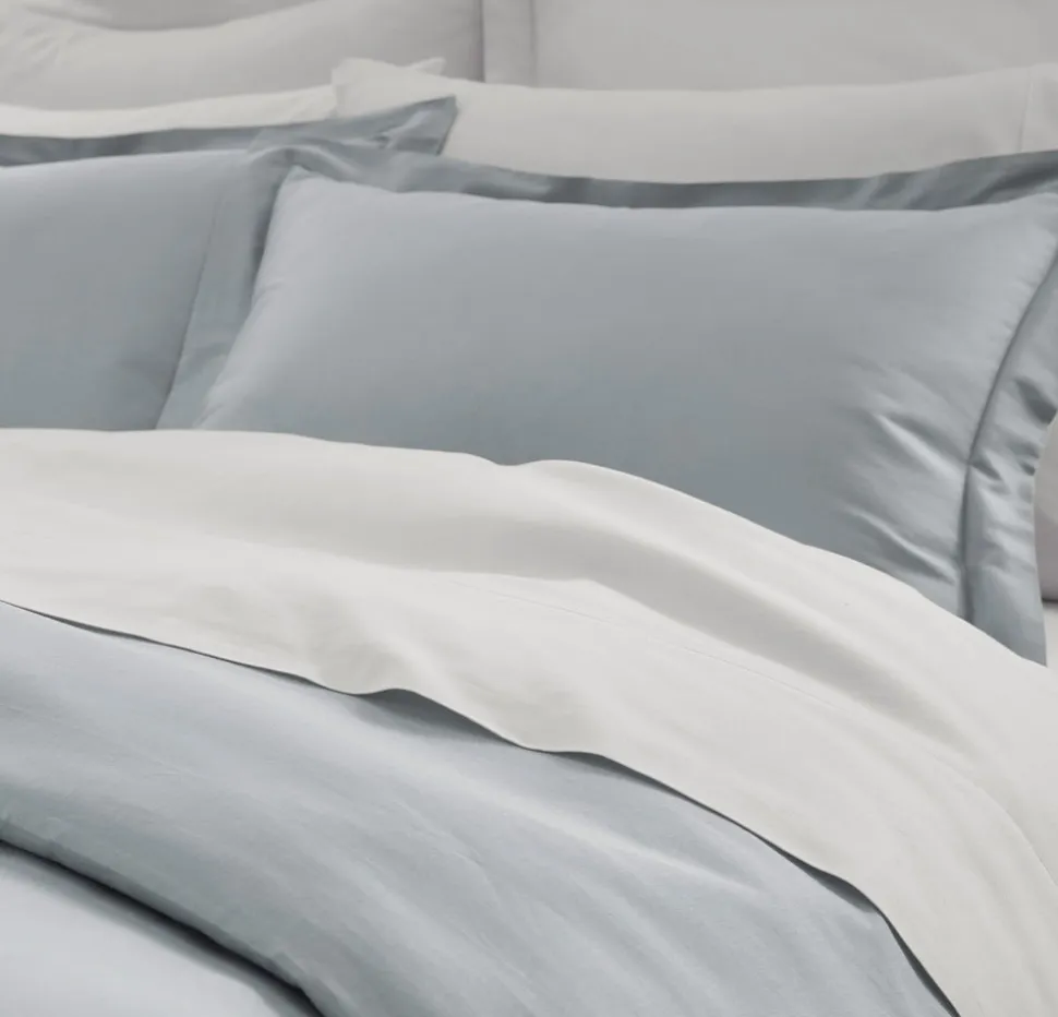 Percale Hemmed Duvet Set in Shore