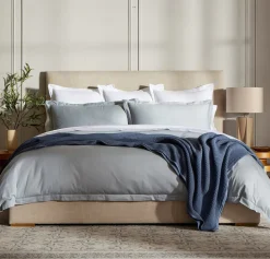 Percale Hemmed Duvet Set in Shore