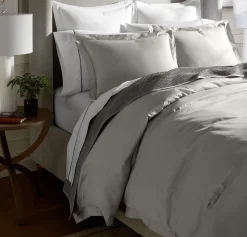 Percale Hemmed Duvet Set in Pewter