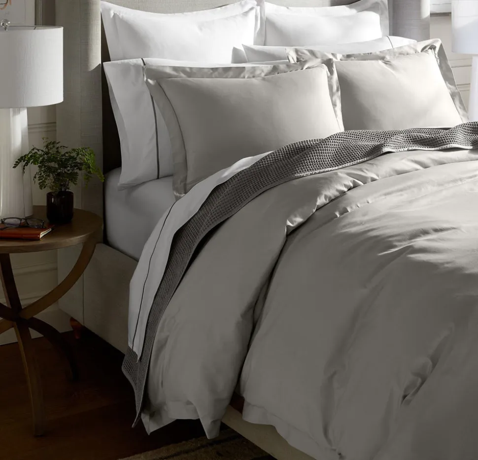 Percale Hemmed Duvet Set in Pewter