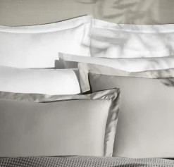 Percale Hemmed Duvet Set in Pewter