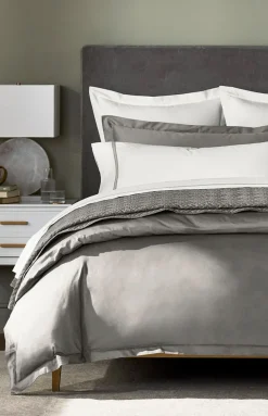 Percale Hemmed Duvet Set in Stone