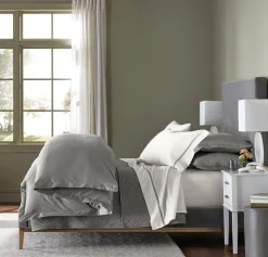 Percale Hemmed Duvet Set in Stone