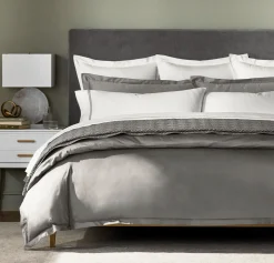 Percale Hemmed Duvet Set in Stone