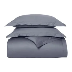Percale Hemmed Duvet Set in Mineral