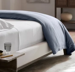 Percale Hemmed Duvet Set in Mineral
