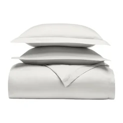 Percale Hemmed Duvet Set in Mist
