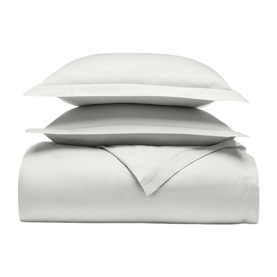Percale Hemmed Duvet Set in Mist