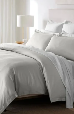 Percale Hemmed Duvet Set in Mist