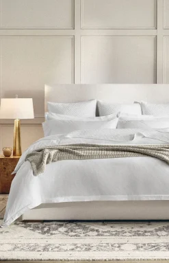 Percale Hemmed Duvet Set in White