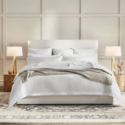 Percale Hemmed Duvet Set in White